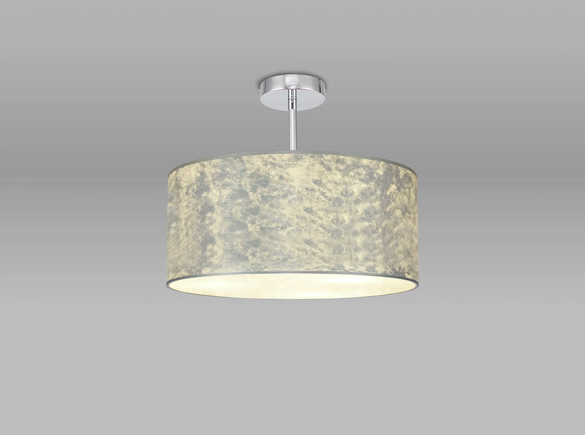 Baymont 40cm Semi Flush 1 Light Polished Chrome, Silver Leaf DK0783  Deco Baymont